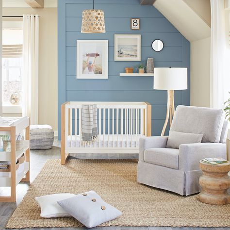 Oh, baby! Time to update your nursery and make it even more cozy! 💕 Coastal Nursery, White Honey, Classic Coastal, Nursery Chair, Toddler Beds, Adjustable Mattress, Blue Nursery, Nursery Crib, Convertible Crib