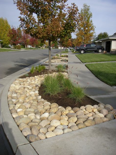 Stunning Design Ideas For The Median In Roads - Engineering Discoveries Sidewalk Landscaping, Side Walk, Small Front Yard Landscaping, Front Yard Design, Front Landscaping, Landscape Edging, Rock Garden Landscaping, Landscaping Tips, Front Yard Landscaping Design