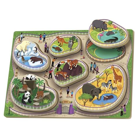 WHAT'S INCLUDED: This Chunky Zoo Map Puzzle is perfect for entertaining and teaching your toddler! Made for little hands, this inset puzzle features large pieces that promote problem solving and grasping skills. DIMENSIONS: Measuring at 8.5 Inches by 11.5 Inches, this sturdy 6 piece toddler puzzle is sure to please! MULTI-PURPOSE: Puzzles are fun, skill-building toys. Your child can practice hand-eye coordination, fine motor skills, color and shape recognition, and patience. (Ages 3+) MIX & MATC Toddler Library, Zoo Map, Zoo Toys, Zoo Park, Surprise Toys, Map Puzzle, Kids Zoo, Skill Building, Steam Activities