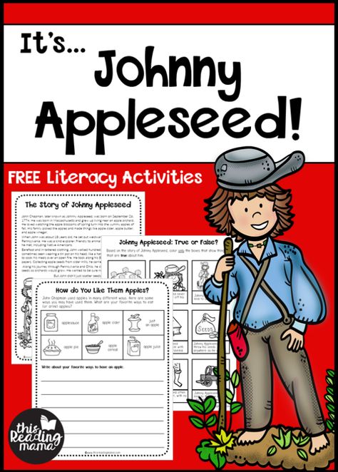 Johnny Appleseed Preschool, Jonny Appleseed, Johnny Appleseed Craft, Johnny Appleseed Day, Johnny Appleseed Activities, Fall Classroom Activities, John Chapman, Apple Lessons, Apple Unit