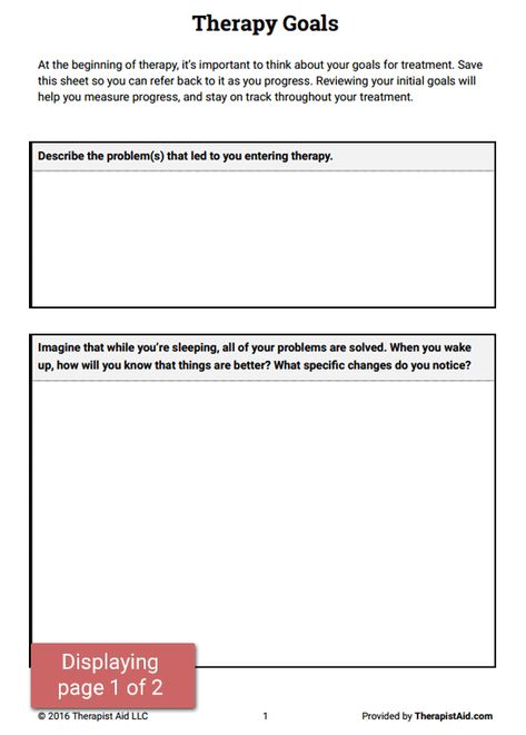 Therapy Goals (Worksheet) | Therapist Aid Therapy Goals, Group Therapy Activities, Counselling Tools, Solution Focused Therapy, Counseling Techniques, Individual Counseling, Motivational Interviewing, Goals Worksheet, Mental Health Counseling