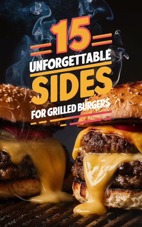 🥗🍟 Spice up your BBQ with these mouthwatering sides for grilled burgers! #BBQ #foodie #delicious Burgers And Sides Ideas, Best Side Dishes For Burgers, Burger Sides Other Than Fries, Best Burger Sides Dishes, Cheese Burger Sides, Best Sides With Burgers, Hamburger Sides Ideas Easy, Sides For Burgers Easy, Smash Burger Sides