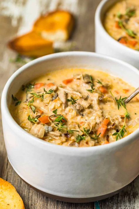 Turkey Wild Rice Soup Recipe (Thanksgiving Leftovers Idea) - (VIDEO!) Soup Pioneer Woman, Turkey Wild Rice Soup, Turkey Rice Soup, Leftover Turkey Soup, Wild Rice Soup Recipes, Recipe Thanksgiving, Chicken Wild Rice Soup, Shredded Turkey, Rice Soup Recipes