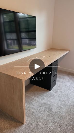 1.6K views · 175 reactions | Part 7: Oak Waterfall Desk 🤎

It took me FORVER to finally figured out placement/ measurements for her vanity!! But, I think it was well worth the headaches.

I knew I wanted to do a waterfall table, but couldn’t quite figure out the placement of the IKEA Alex drawer or the thickness of the wood. I originally was going to do one sheet of plywood, but it didn’t seem sturdy enough for how long the table is.

Since this video is long enough, I’ll be sharing install and finishing touches in part 2!

#diy #teenroomdecor #teenbedroom #remodel #oak #desk #vanity #pink #pinkbedroom #homedecor #homedesign #modern #kidsbedroom #ikea #alexdrawers | Karrie | DIY | Woodworking | Alan Gogoll · Sunny Side of the Stream Ikea Alex Desk Setup, Ikea Corner Desk Hack, Alex Ikea Desk, Ikea Desk And Vanity, Floating Desk Diy, Vanity Ikea, Diy Floating Desk, Ikea Alex Desk, Diy Vanity Table