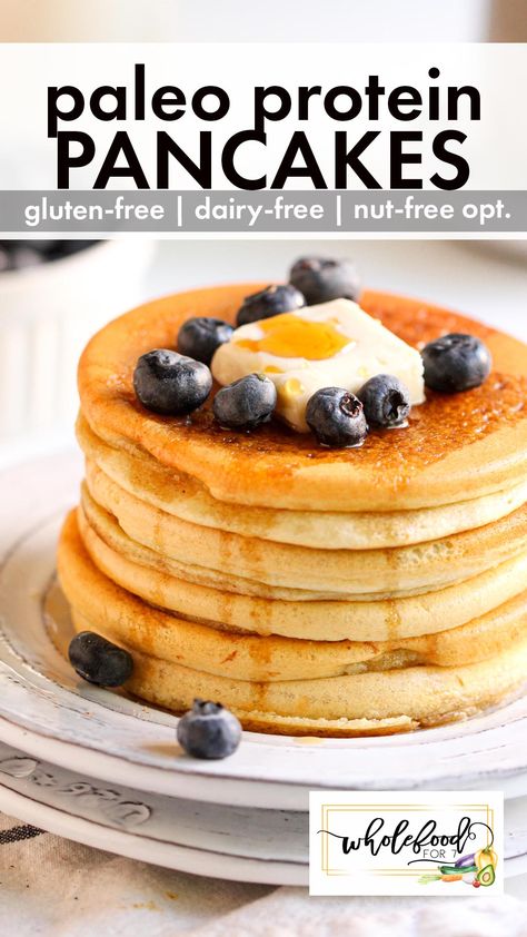 Paleo Protein Pancakes Camping Keto, Paleo Protein Pancakes, Paleo Pancake Recipe, Gluten Free Protein Pancakes, Whole Foods Meal Plan, Protein Powder Pancakes, Paleo Breakfasts, Paleo Waffles, Blueberry Lemon Scones