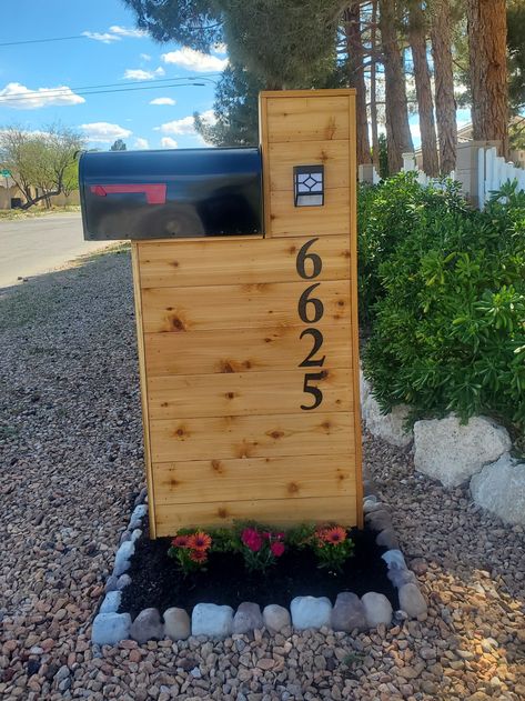 Farmhouse Mailbox with solar lights Pioneer Farmhouse, Mail Box Ideas, Farmhouse Mailbox, Farmhouse Mailboxes, Wood Mailbox, Box Ideas, Handcrafted Wood, Solar Lights, Mailbox