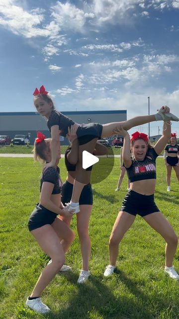 Cheerleader Formations, 3 Person Cheer Stunts Easy, Cheerleading Pyramids Level 1, Cheer Stunt Progression Chart, Junior High Cheer Stunts, Pop Warner Cheerleading, Mini Cheer Stunts, Beginner Stunts Cheerleading, 3 Person Stunts Cheerleading