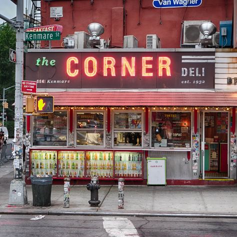 The Corner Deli, NYC | Viewing NYC Deli Shop, Jewish Deli, Shop Facade, Vintage Diner, Nyc Aesthetic, Sandwich Shops, Cyberpunk City, Shop Fronts, Dessert Shop