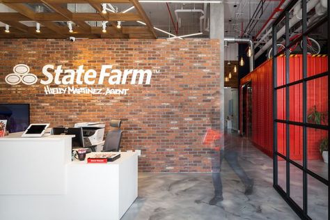 State Farm Office Decor Interior Design, State Farm Office, Offices Interior, Farm Office, Outside Storage, Farmers Insurance, Farm Ideas, State Farm, Industrial Farmhouse