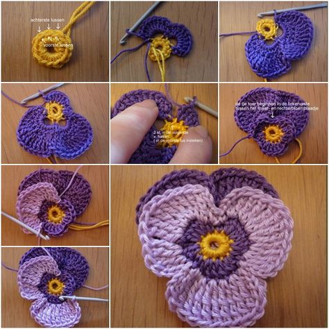 LIKE US ON FB   Get More To Your Inbox! Subscribe to our Email Newsletter to Receive UpdatesShare Crochet Violet, Crochet Flowers Free Pattern, Crocheted Flowers, Pansies Flowers, Crochet Flower Tutorial, Crochet Rose, Violet Flower, Crochet Flower Patterns, Irish Crochet