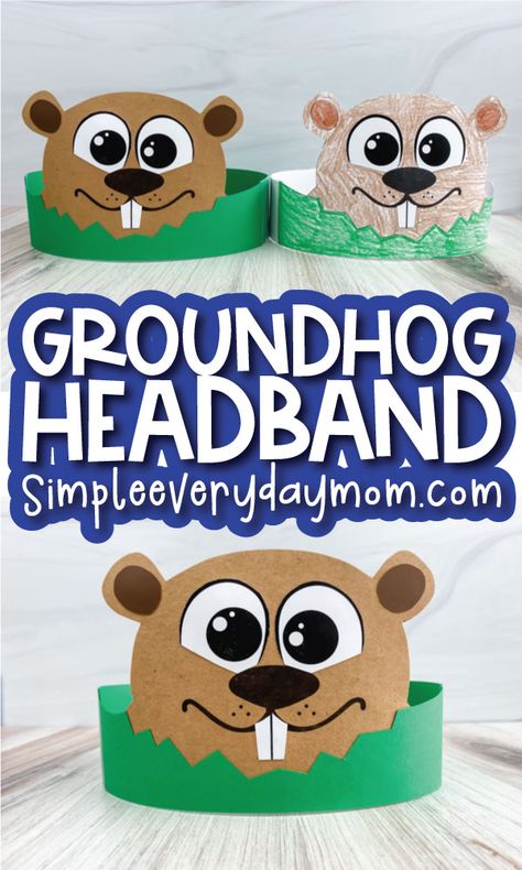 Groundhog Craft Kindergarten, Paper Bag Groundhog Craft, Ground Hog Day Art For Toddlers, Groundhog Paper Bag Puppet, Groundhog Activities For Kindergarten, Groundhogs Day Headband, Groundhogs Day Preschool Craft, Easy Groundhog Day Crafts For Kids, Pre K Groundhog Day Crafts