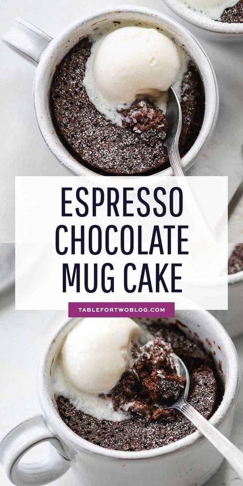 For all the coffee and chocolate lovers out there, this espresso chocolate mug cake is right up your alley! It is full of coffee and chocolate flavor! #mugcake #chocolate #microwave #cake #mugcakerecipe #cakerecipe #easydessert Chocolate Microwave Cake, Single Desserts, Microwave Desserts, Chocolate Mug Cake Recipe, Mugcake Recipe, Coffe Mug Cake, Microwave Mug Recipes, Instant Espresso, Easy Mug Cake