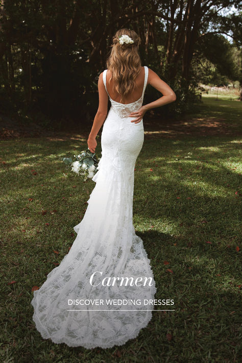 October Wedding Dress Ideas, Grace Loves Lace Carmen, Wedding Dress For Small Chest, Wedding Dresses For Small Bust, Low Back Lace Wedding Dress, Back Lace Wedding Dress, Barn Wedding Dress, Fitted Lace Wedding Dress, Celebrity Wedding Dresses