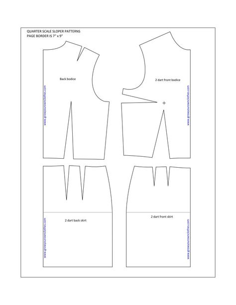 Free Quarter Scale Sloper Patterns | Grow Your Own Clothes Basic Bodice Pattern Pdf Free, Basic Bodice Block Pattern Drafting, Half Scale Dress Form, Scale Dress, Basic Bodice Pattern, Historical Clothing Patterns, Basic Bodice, Hoodie Sewing Pattern, Basic Dress Pattern