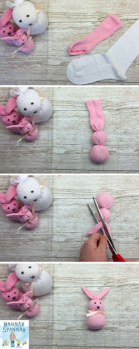 Sock Bunnies, Sock Bunny, Sock Dolls, Diy Ostern, Sock Crafts, Diy Socks, Beginner Sewing Projects Easy, Sock Animals, Easter Crafts Diy