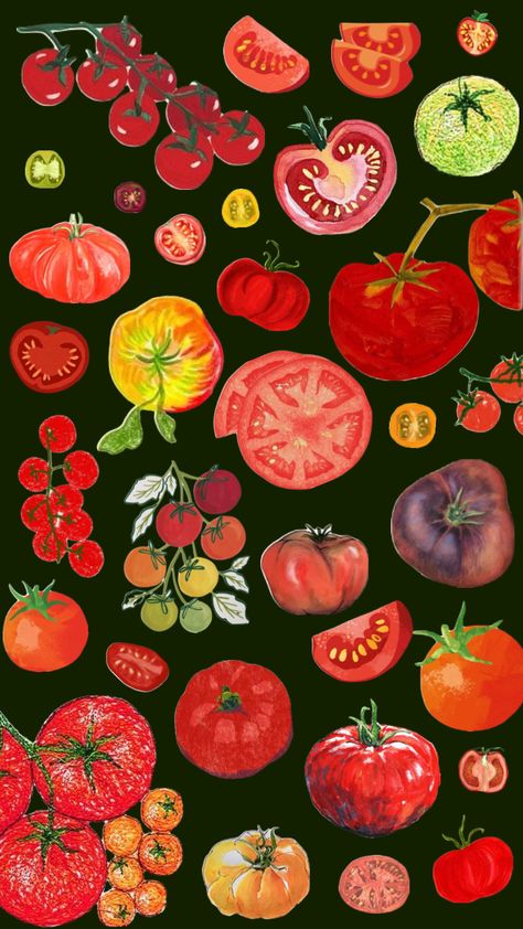 #tomatoes #summer #tomato #aesthetic #art #wallpaper #food Tomato Aesthetic, Aesthetic Art Wallpaper, Wallpaper Food, Summer Tomato, Bachelorette Party Themes, Summer Wallpaper, Scrapbook Journal, Student Art, Wall Collage