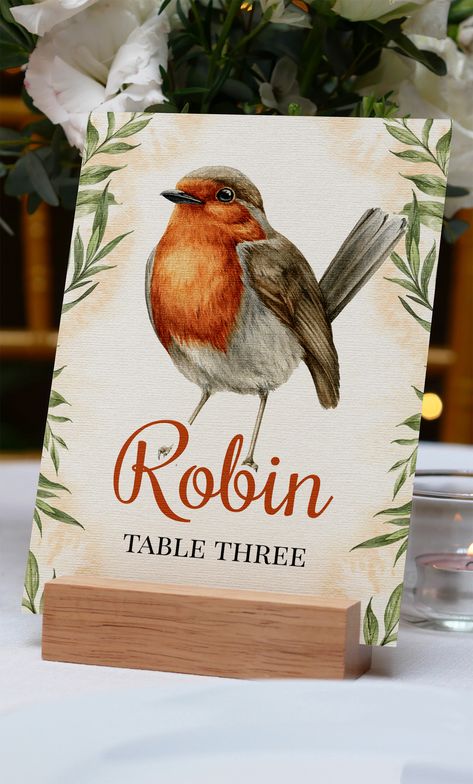 This delightful wedding table card template features a unique bird illustration for each table number, adding a touch of whimsy and charm to your reception. The designs are beautifully crafted, with each bird depicted in exquisite detail. The template is fully customizable with Templett, allowing you to personalize it with your preferred font and color scheme to match your wedding theme. These table cards are perfect for guiding your guests to their assigned tables in a playful and memorable way Flower Theme Wedding, Bird Themed Wedding, Bird Ideas, Wedding Table Cards, Bird Illustrations, Bird Wedding, Eclectic Wedding, Card Table Wedding, Wedding 2025