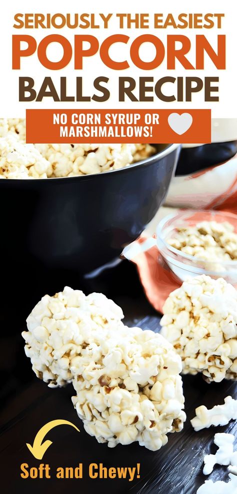 This old-fashioned popcorn ball recipe is so easy you'll want to make it every day! It's a crunchy, sweet and salty snack that everyone will love. With just a few simple ingredients, you can make these popcorn balls today without corn syrup and with no marshmallows needed! Easy Popcorn Balls, Corn Balls Recipe, Homemade Popcorn Balls, Popcorn Ball Recipe, Popcorn Balls Recipe Easy, Jello Popcorn, Caramel Popcorn Balls, Popcorn Ball, Popcorn Balls Recipe