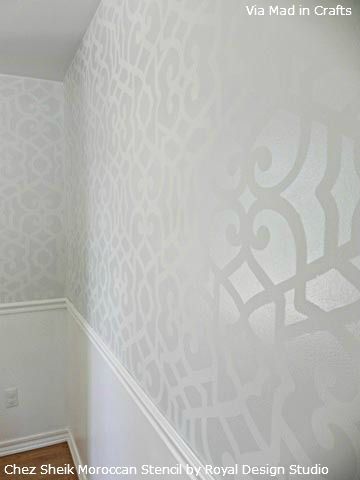 Two tone stencil wall paint Wall Stencil, Stencils Wall, Wood Flooring, Wall Paint, My New Room, My Dream Home, Home Deco, Home Projects, Decor Inspiration