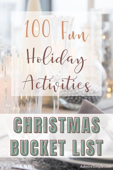 Simplify Christmas, slow down, and enjoy the stress-free holidays this year. Fun things to do at Christmas time with your family and friends. Holiday festive activities to make memories with your family. 100 Christmas Bucket List Ideas for couples, family, teens, kids, and with friends. Things To Do For Christmas Activities, Christmas Fun Things To Do, Xmas Get Together Ideas, Christmas Holiday Activities, At Home Christmas Activities For Adults, Things To Do During The Holidays, Things To Do For Christmas Families, Christmas Adult Activities, Family Christmas Activities Adults