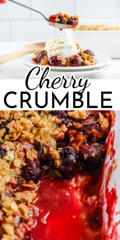 Apple And Cherry Crumble, Cherry Apple Crisp, Apple Cherry Crisp, Fresh Cherry Crisp, Homemade Crisps, Cherry Crisp Recipe, Cherry Cobbler Recipe, Cherry Crisp, Cherry Crumble