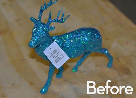 How to: Turn a Tacky Glitter Reindeer into an AWESOME Glitter Reindeer » Curbly | DIY Design Community Deer Decorations Christmas, Diy Reindeer Decorations, Christmas Deer Decor, Outdoor Christmas Reindeer, Animal Christmas Ornaments, Demetri Martin, Reindeer Diy, Diy Gem, Glitter Reindeer