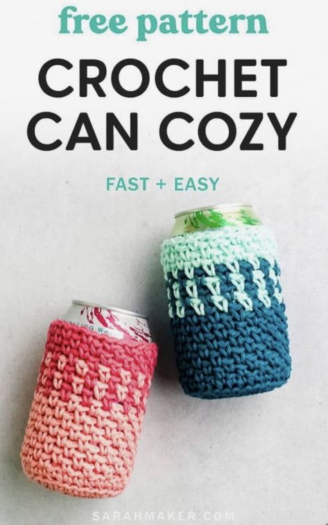 Crochet Koozies, Crochet Can Cozy, Koozie Pattern, Crochet Koozie, Crochet Cozies, Crochet Beer, Crochet Party, Cup Cozy Crochet Pattern, Crochet Tiny