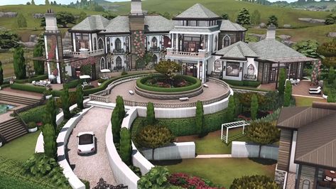 Bloxburg Celebrity Mansion, Sims Mansion Ideas, Sims Mansion Layout, Mega Mansions Bloxburg, Mega Mansion Layout, Huge Bloxburg Mansion, Sims 4 Mafia House, Bloxburg Mega Mansion Layout, Bloxburg Summer Mansion