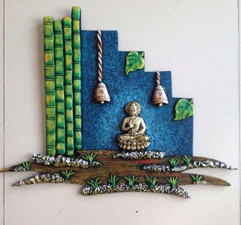 #contemporarypainting #artlover  #nature #colors #artcollector Shilpkar Art Craft Ideas, Clay Mural Art Ideas, Clay Mural Art On Canvas, Clay Mural Art, Mural Art Design, Buddha Art Drawing, Buddha Art Painting, Canvas For Beginners, Diy Wall Art Decor