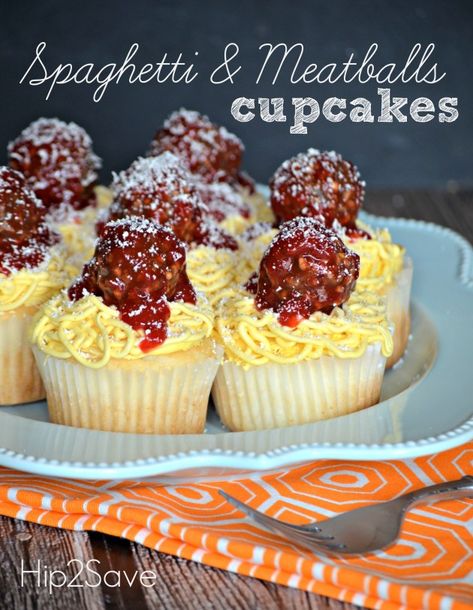 Meatball Cupcakes, April Fools Food, Holy Cannoli, Spaghetti Meatballs, Spaghetti Dinner, Cupcake Wars, Creative Baking, Fun Cakes, Bakery Ideas