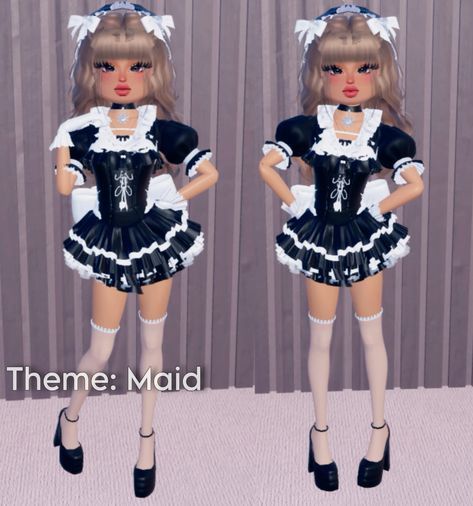 Maid Dress To Impress, Costume Party Dti Outfit, Going To Work Dti Outfit, Work Dress To Impress, Costume Party Dress To Impress Outfit, Dti Theme Going To Work, Dress To Impress Theme Costume Party, Party Dress To Impress Outfit, Dress To Impress Party Theme