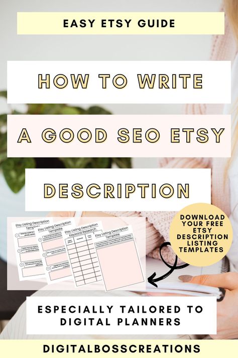 Etsy Description Template, Etsy Listing Template, Blogger Planner, Starting Etsy Shop, Work Freedom, Etsy Digital Products, Planner Designs, Etsy Planner, Business Empire