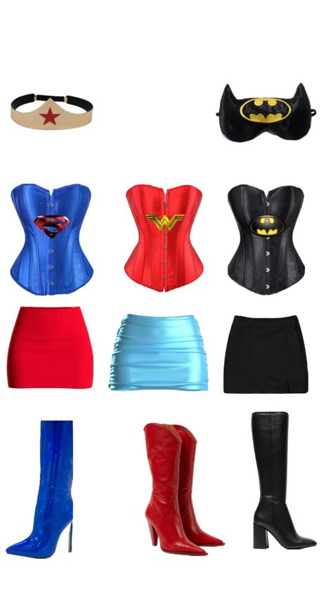 Superhero Or Villain Costumes, The Flash Costume Women, Trio Marvel Costumes, Dc Superhero Costumes, Superhero Womens Costume, Trio Halloween Costumes Super Hero, Halloween Costumes Dc Women, Hollowed Costume Ideas, Halloween Costumes Women Characters