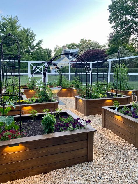 Raised Garden Beds Covered Green Houses, Plan Potager, Vegetable Garden Layout Design, Vego Garden, Planning Garden, Terraced Garden, Garden Bed Layout, Garden Goals, Raised Vegetable Gardens