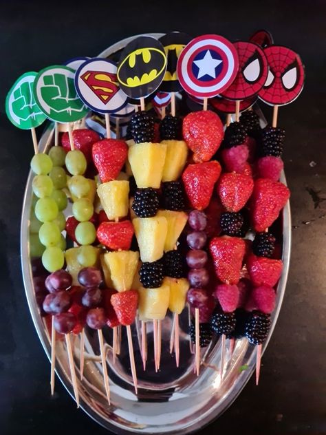 Avenger Party Food Ideas, Marvel Birthday Decorations, Marvel Food Ideas The Avengers, Superhero Second Birthday, Super Hero Dessert Ideas, Marvel Bday Party, Marvel 6th Birthday Party, Super Hero Birthday Party Decor, Superhero Theme Party Food