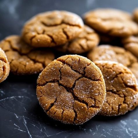 Soft and Chewy Molasses Cookies Molasses Cookie, Molasses Recipes, Chewy Molasses Cookies, Holiday Sugar Cookies, Molasses Cookies, Holiday Snacks, Chewy Cookie, Almond Recipes, Molasses