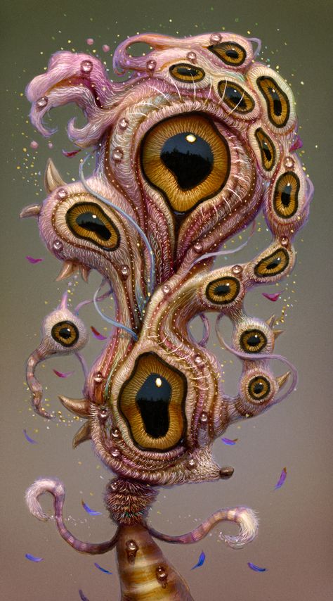 Hybrid Creatures with Oversized Eyes Reflect Imagined Landscapes in Surreal Paintings by Haoto Nattori | Colossal Naoto Hattori, Image Illusion, Hybrid Creatures, Surealism Art, Arte Indie, Psychadelic Art, School Of Visual Arts, Colossal Art, 다크 판타지