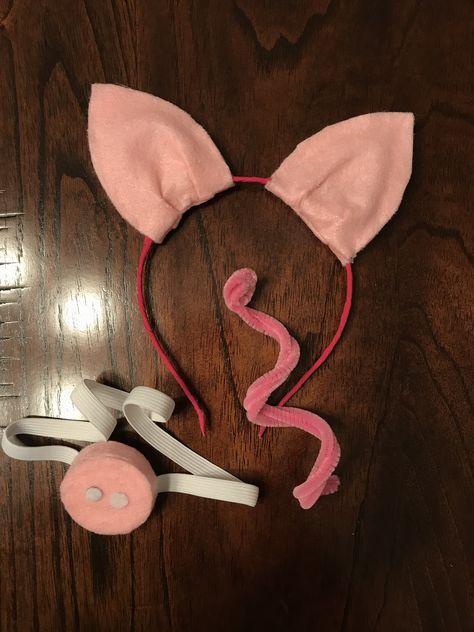 Easy Farm Costume, Pig Diy Costume, Pig Ears Diy, Diy Pig Costume Kids, Diy Pig Costume Women, If You Give A Pig A Pancake Costume, Pig Costume For Kids, Pig Makeup Halloween, Pig Costume Women