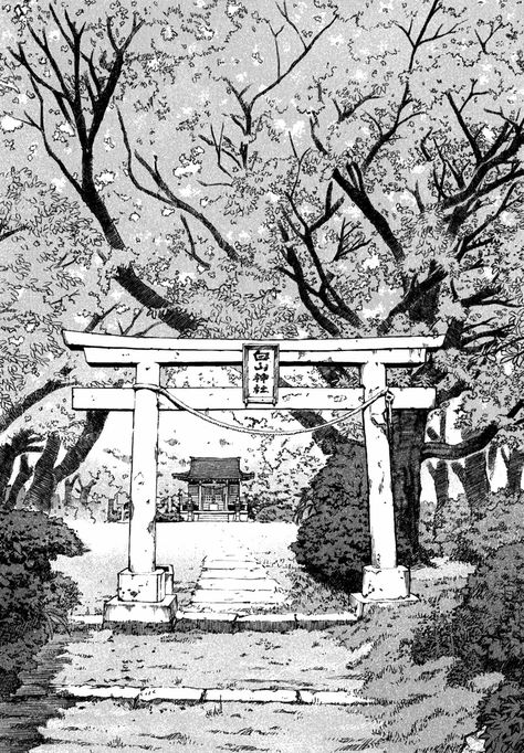 Kiyohiko Azuma || Pen & Ink Cityscape Drawing, Gambar Lanskap, Landscape Sketch, City Drawing, 흑백 그림, Perspective Art, Background Drawing, Air Terjun, Japon Illustration