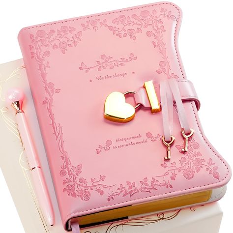 PRICES MAY VARY. Rose Garden Designed Hardcover Diary Journal - Embracing a heart, the rose garden diary with lock exudes a sense of tranquility and beauty, allowing you to freely write your deepest secrets and emotional expressions. This diary journal is perfect as a writing journal, daily notebook, sketch notebook, travel diary journal, dream journal for women, etc Exquisite Present Box - Combining the rose garden with a heart lock, this cute journal notebook with gift box makes for a thoughtf Journaling Books To Buy, Journal With Prompts, Pink Stationary, Sketch Notebook, Journal With Lock, Diary With Lock, Desk Room, Cute Journal, Cute Diary