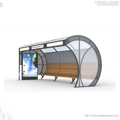 A' Design Award and Competition - Images of Shell by Evgeniy Ivaschenko Bus Stop Design, Bus Shelters, Bus Stand, Shelter Design, Desain Furnitur Modern, Wood Gate, Urban Furniture, Shed Design, Street Furniture