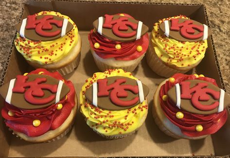 KC Chiefs Cupcakes Mahomes Cupcakes, Chiefs Cupcakes Kansas City, Cheifs Superbowl Cupcakes, Kc Chiefs Desserts, Kc Chiefs Cupcakes, Kansas City Chiefs Superbowl Food, Kansas City Chiefs Cupcakes, Kc Chiefs Cake, Chiefs Cupcakes