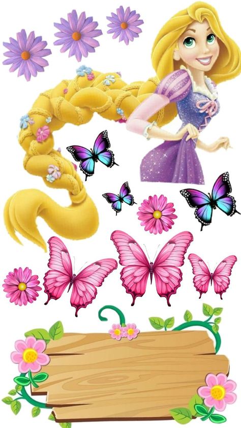 Pastel Rapunzel, Rapunzel Cake Topper, Topper Kue, Rapunzel Cake, Charlotte Cake, Birthday Cake Topper Printable, Stories For Kids, Rapunzel, Sofia