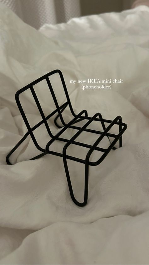 phone holder | ikea finds | interior design | aesthetic | that girl inspo | metal chair | Aesthetic Ikea Finds, Ikea Finds Aesthetic, Phone Holder Aesthetic, Urban Outfitters Chair, Interior Design Aesthetic, Ikea Finds, Mini Chair, Metal Chair, Design Board