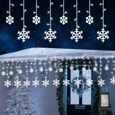 Christmas lights Outdoor Xmas Decor, Icicle Lights Outdoor, Christmas Net Lights, Snowflake Christmas Lights, Led Icicle Lights, Icicle Christmas Lights, Christmas Led String Lights, C9 Christmas Lights, Snowflake Lights