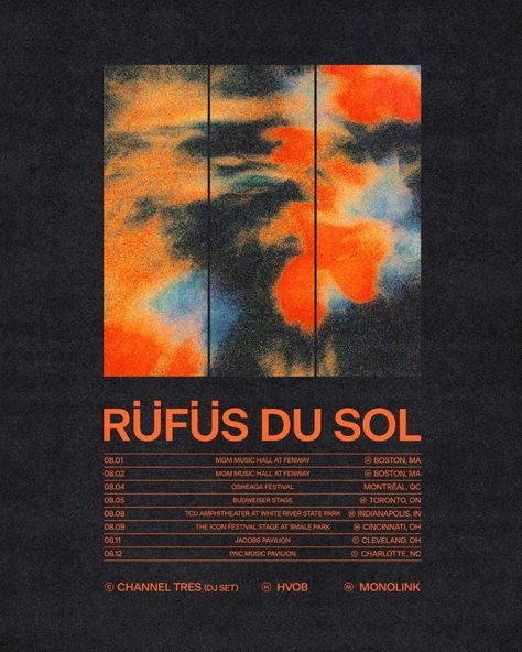 <p>RÜFÜS DU SOL Announce 2023 North American Summer Tour Dates Artist Presale Begins Thursday, March 9 at 10am Local General On-sale Starts March 10 at 10am Local Time in Each Market Following a whirlwind year for Grammy-award winning band RÜFÜS DU SOL, the live electronic trio have today announced their highly anticipated SUMMER ’23 TOUR. […]</p> Rufus Du Sol, Montreux Jazz Festival, Concert Poster Design, Music Concert Posters, American Summer, Music Flyer, Festival Flyer, Music Festival Poster, Plakat Design