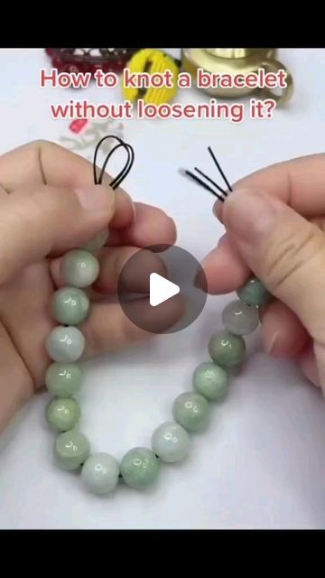 Knot Beaded Bracelets, Diy Bead Rosary How To Make, Diy Knots For Bracelets, Beaded Bracelets Knot, Tying Jewelry Knots, How To Tie Off A Beaded Bracelet, Macrame Sliding Knot, How To Tie A Diy Bracelet, Tying A Knot For A Bracelet