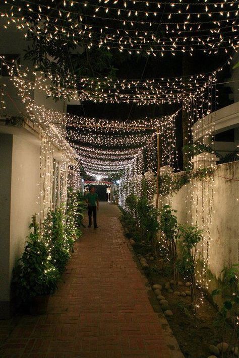 fairy light pathways Garden Wedding Night, Enchanted Forest Prom, Dream Fairy, Backyard Wedding Decorations, Backyard Wedding Lighting, Foyer Ideas, Prom Decor, Prom Theme, Wedding Entrance