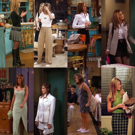 Rachel Summer Outfits, Rachel Green Outfits Plus Size, Tshirt Under Dress Outfit 90s, Friends Inspo Outfits, F R I E N D S Outfits, Friends Theme Outfits, Outfit Inspo Rachel Green, Friends Cast Outfits, Friends Clothing Inspiration