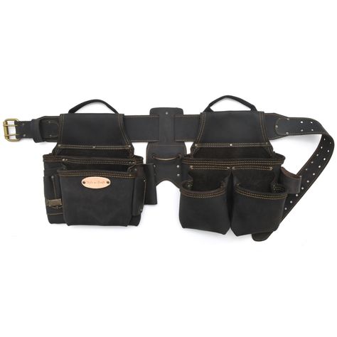 Style n Craft 90429 - Top Angled View of the Left Side Pouch of the 4 Piece 17 Pocket Pro Framer’s Combo in Top Grain Oiled Leather in Dark Brown Color Best Tool Bag, Carpenter Belt, Tool Belt Pouch, Canvas Tool Bag, Leather Tool Belt, N Craft, Metal Tape, Tool Belts, Pouch Design